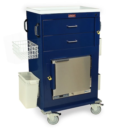 Harloff Malignant Hyperthermia Cart with 1.0 Cubic Ft Medical Grade Refrigerator, 2 Drawers, Breakaway Lock MH5216B